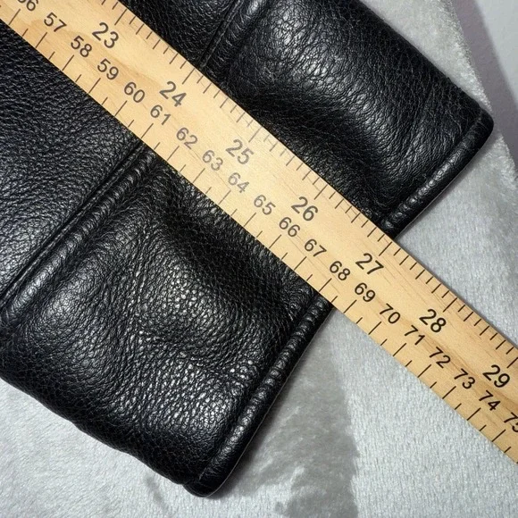 Calvin Klein Bomber Jacket Black Faux Leather Faux Fur Lined Men's Size XL - Picture 12 of 13